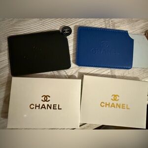 CHANEL Elegant Blue and Black Card Holder Duo